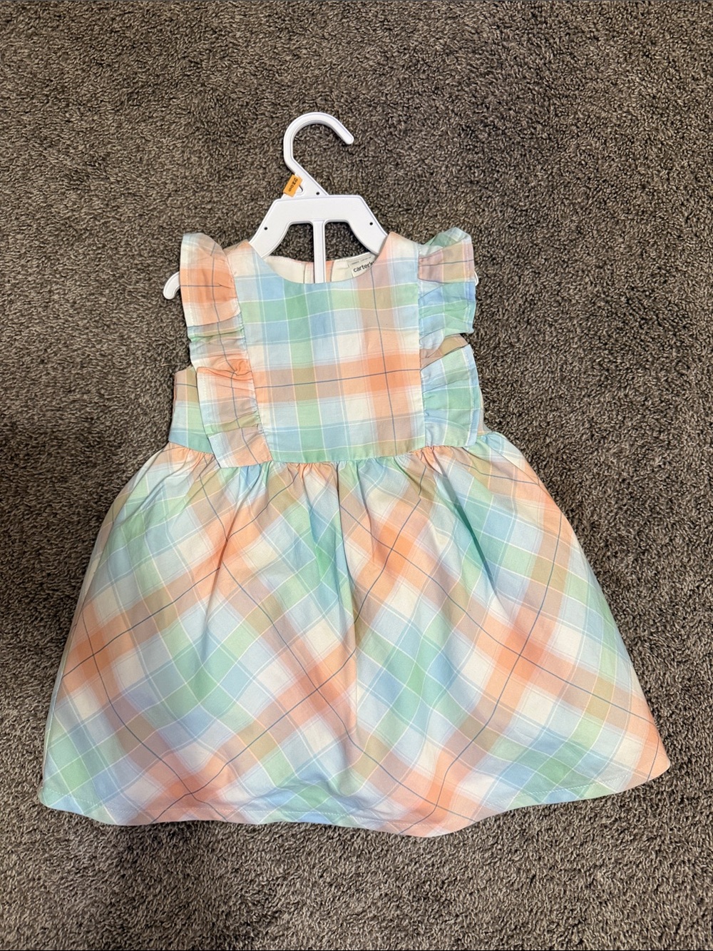 Carter's Pastel Plaid Ruffle-Sleeve Dress - Peach, Mint, Light Blue